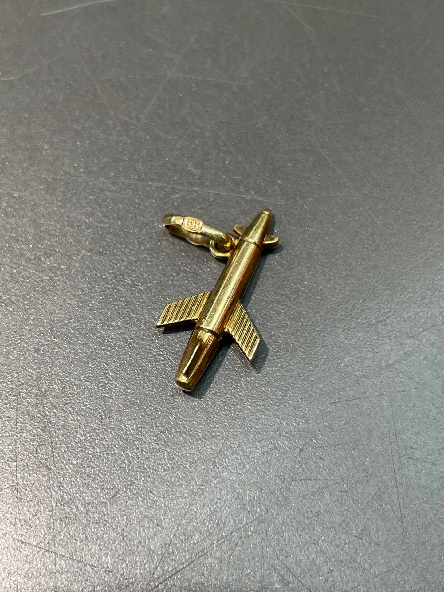 Vintage 14K Yellow Gold Space Ship Charm Pendant