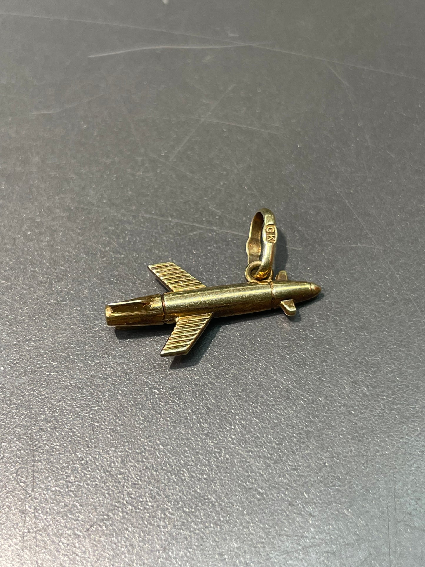 Vintage 14K Yellow Gold Space Ship Charm Pendant