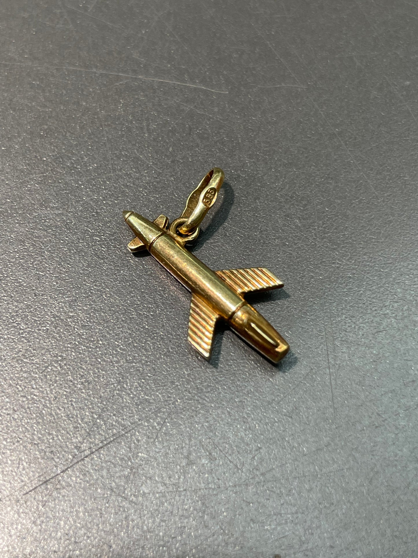 Vintage 14K Yellow Gold Space Ship Charm Pendant