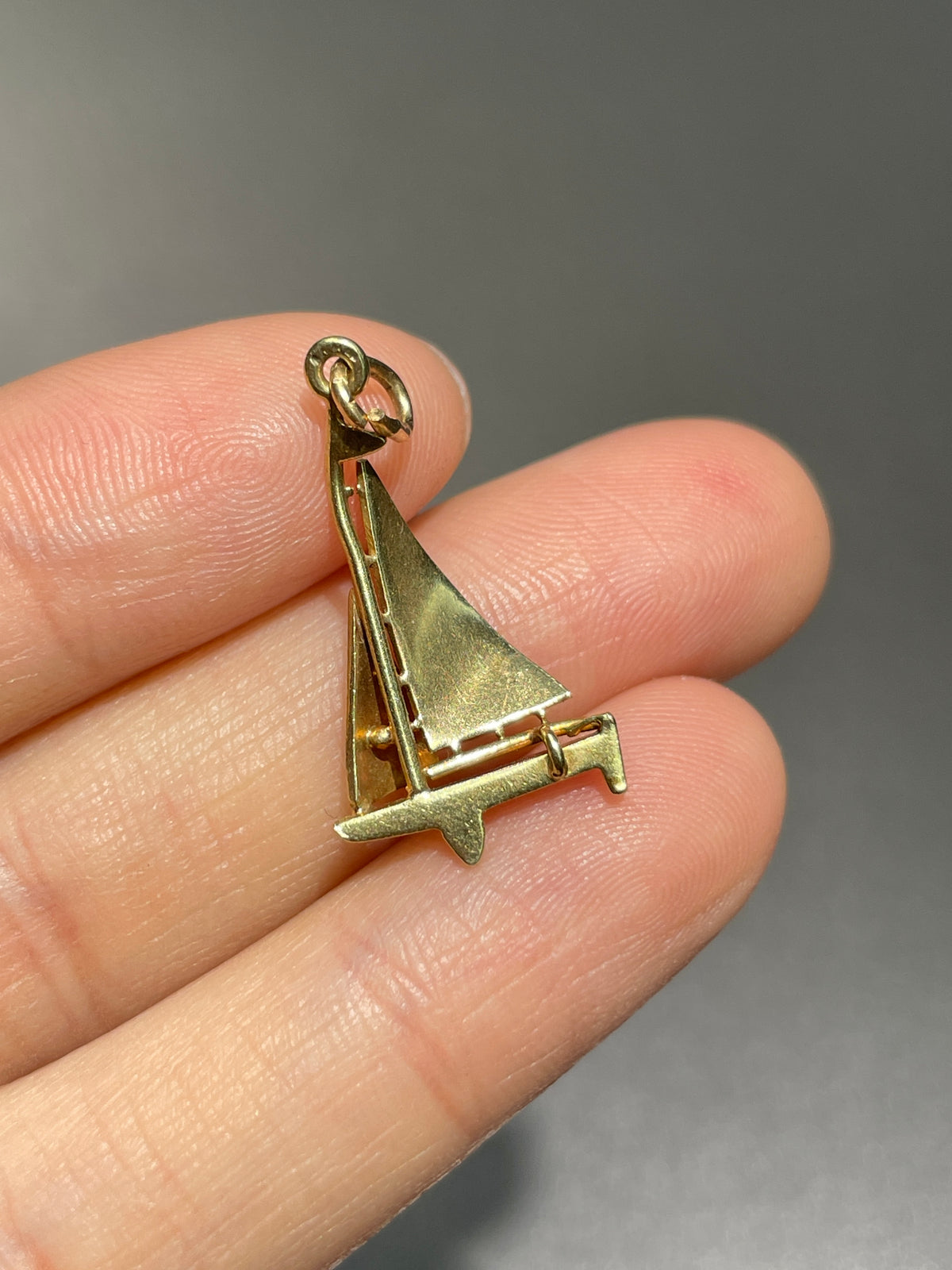 Vintage 14K Gold Enamel Sail Boat Charm