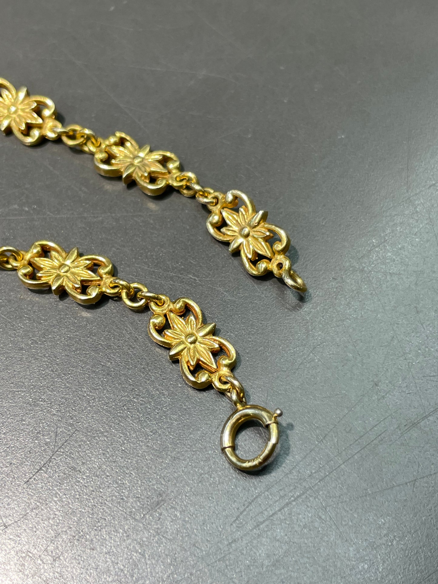 Vintage 14K Yellow Gold Fancy Motif Link Chain Necklace 30.5 inch