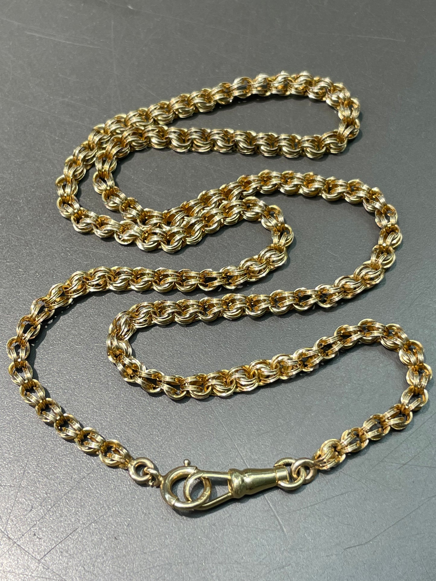 Antique 14K Yellow Gold Belcher Watch Chain Necklace