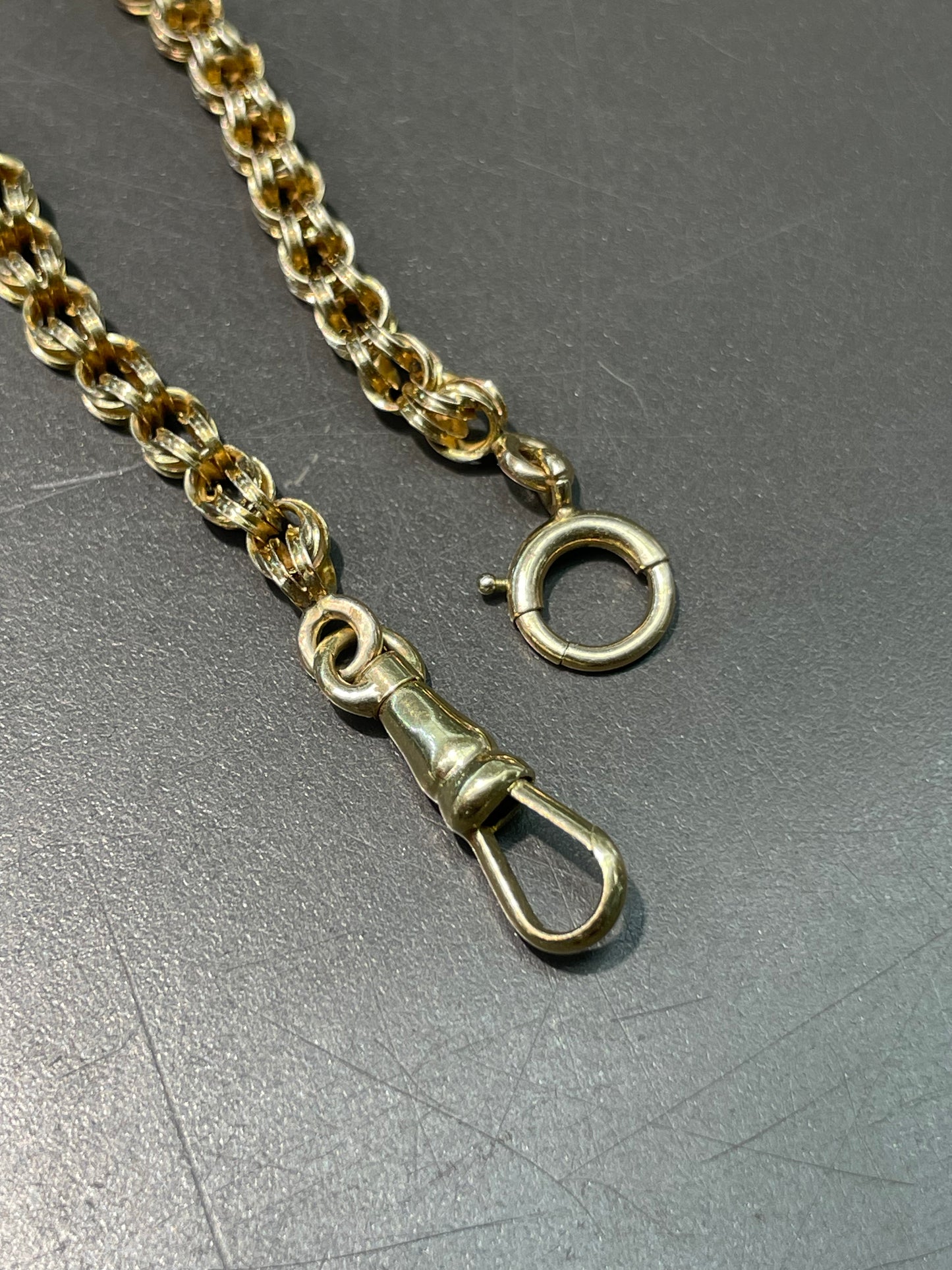 Antique 14K Yellow Gold Belcher Watch Chain Necklace