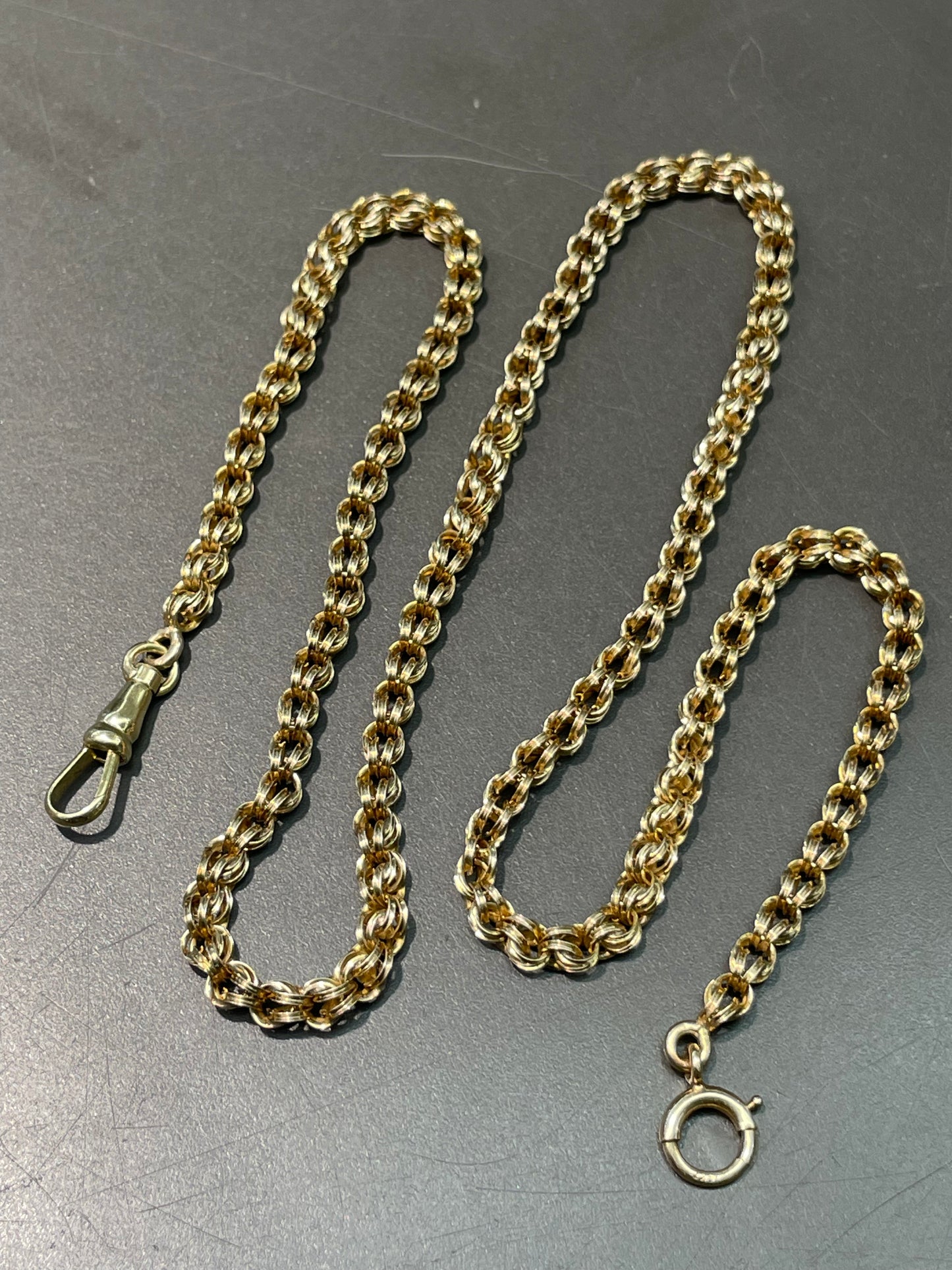 Antique 14K Yellow Gold Belcher Watch Chain Necklace