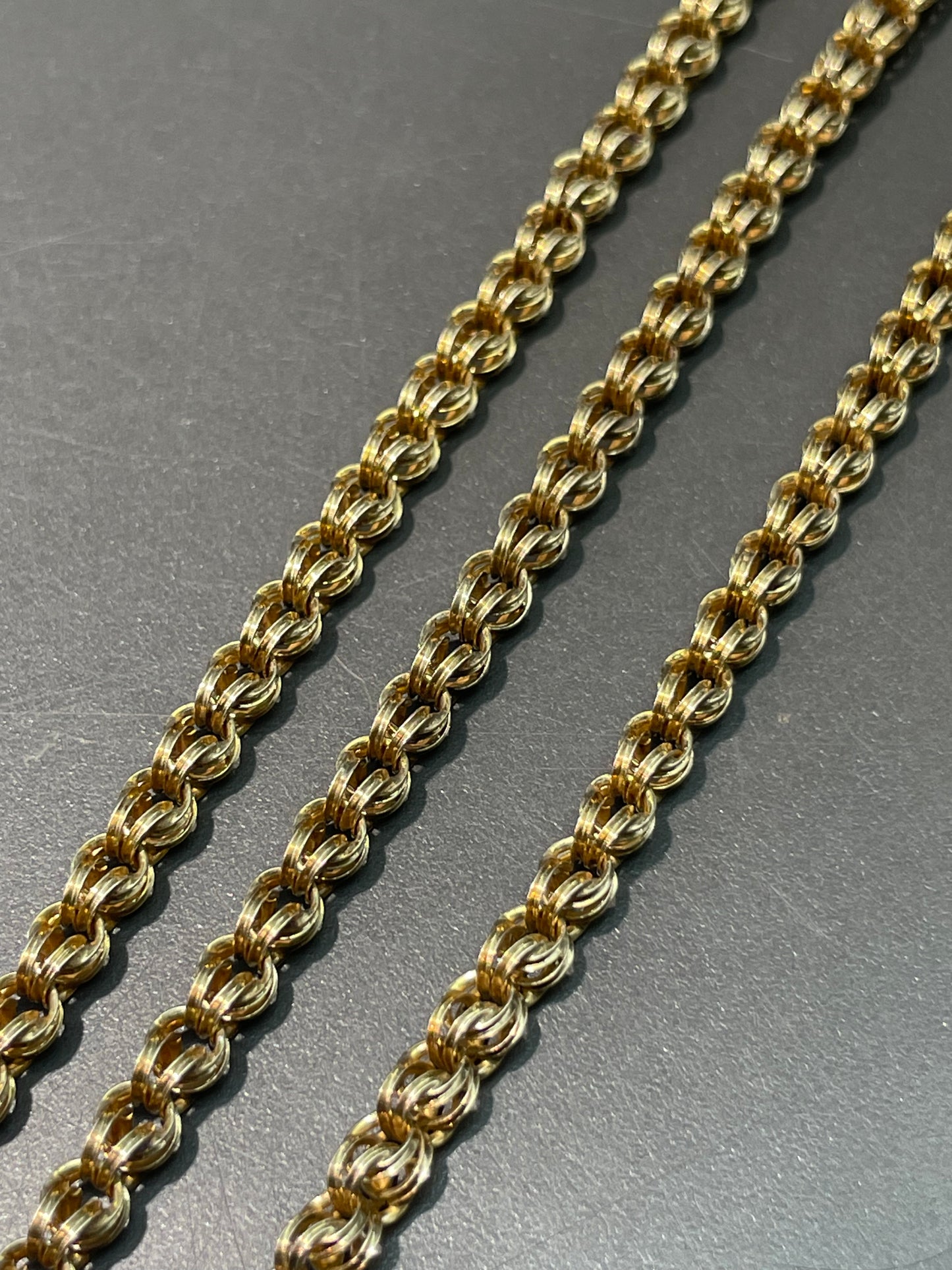 Antique 14K Yellow Gold Belcher Watch Chain Necklace