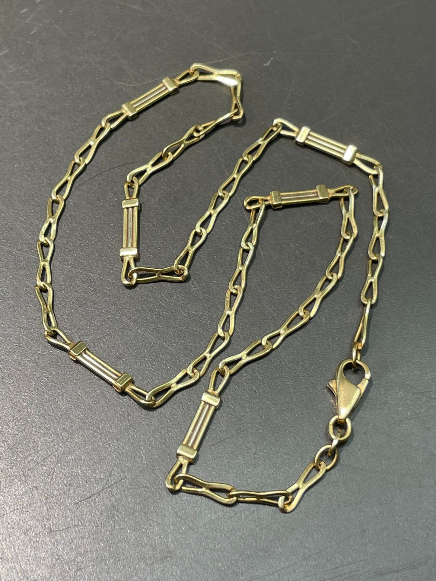 18K Yellow Gold Fancy Link Necklace 16.5 inch
