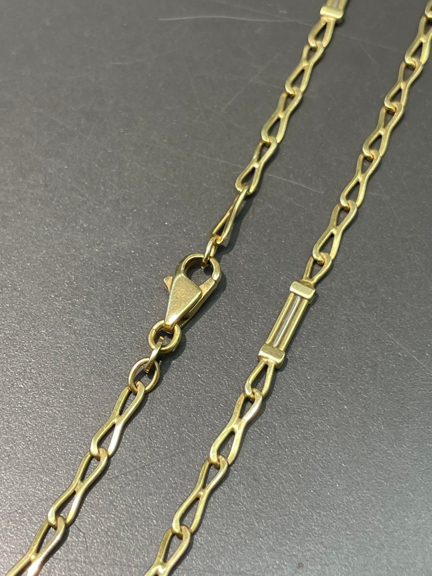 18K Yellow Gold Fancy Link Necklace 16.5 inch