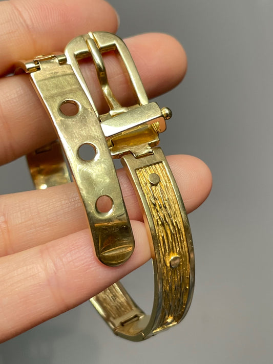 Vintage Hammerman Brothers 14K Yellow Gold Adjustable Buckle Belt Bracelet