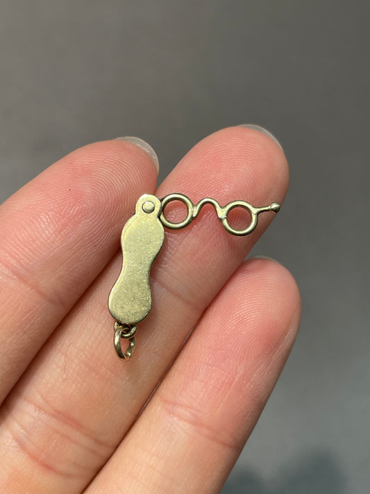 Vintage 14K Yellow Gold Articulating Optical Glasses Charm Pendant