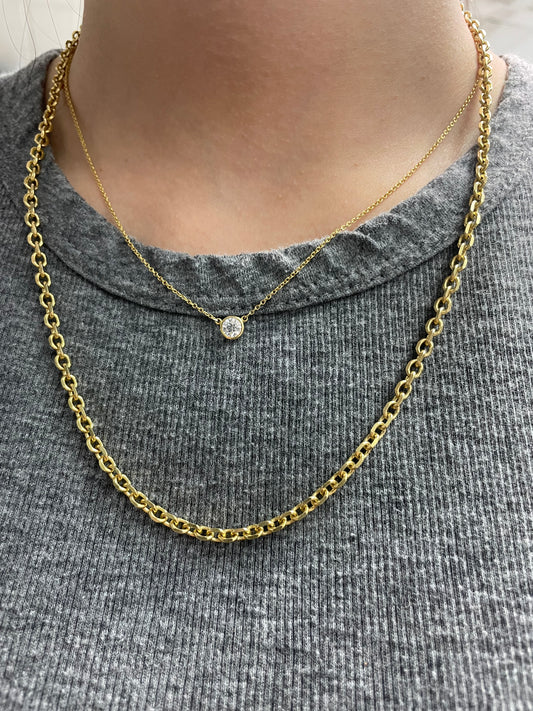 14K Yellow Gold 4.0 mm Cable Link Chain Necklace 20.5 inch