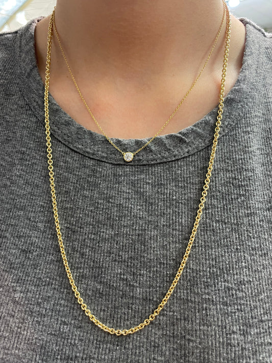 14K Yellow Gold 3.0 mm Round Oval Link Chain Necklace 24.0 inch