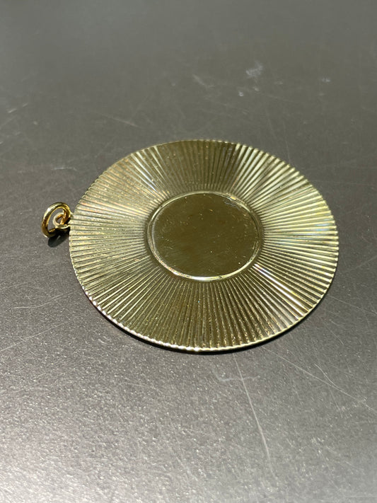 Vintage 14K Yellow Gold Engine Turned Circle Charm