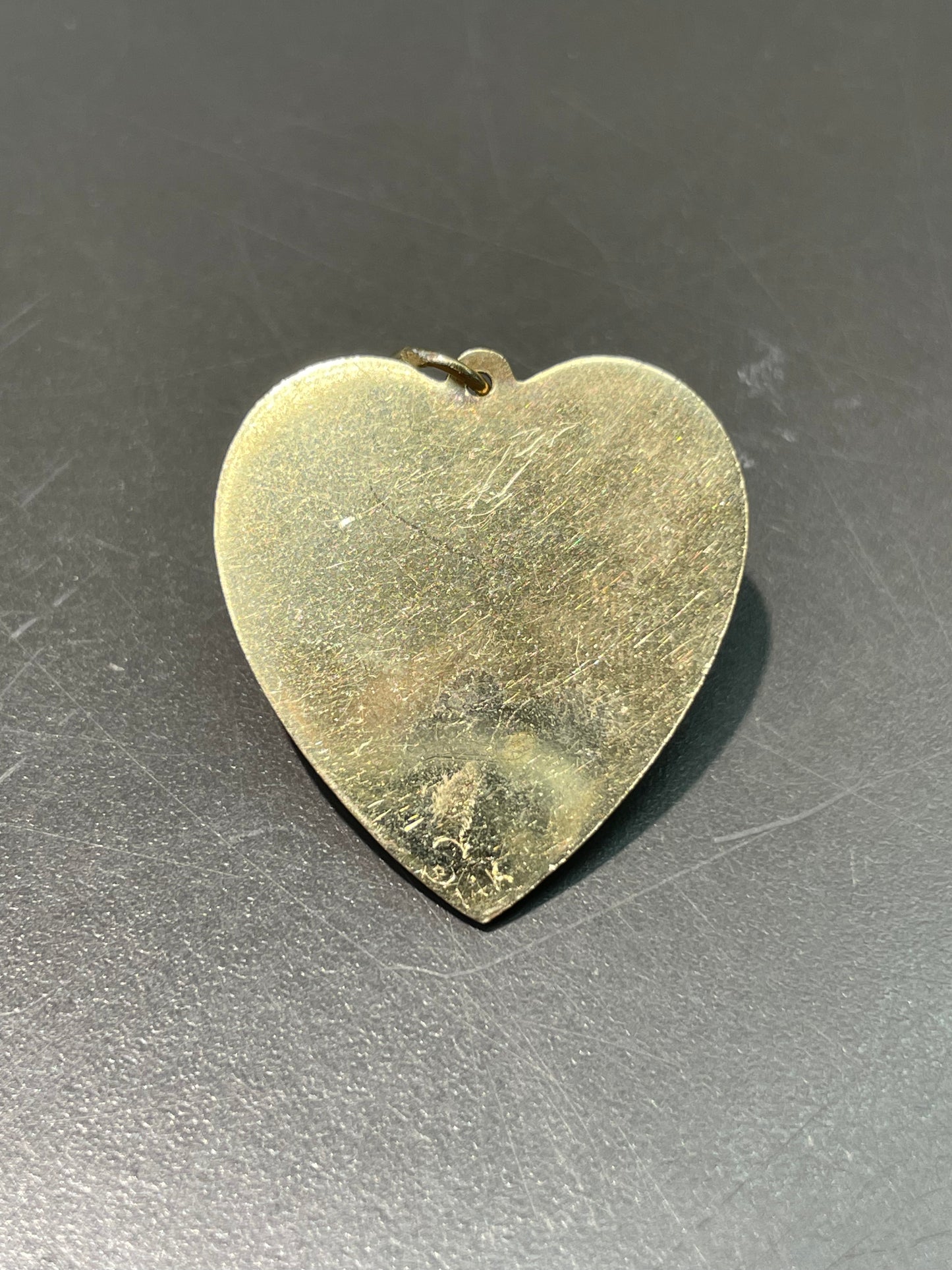 Vintage 14K Yellow Gold Garnet Pearl Engine Turned Heart Charm