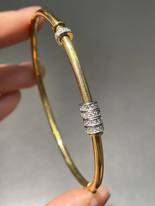 14K Yellow Gold 0.70 CTW Diamond Floating Diamond Bangle Bracelet