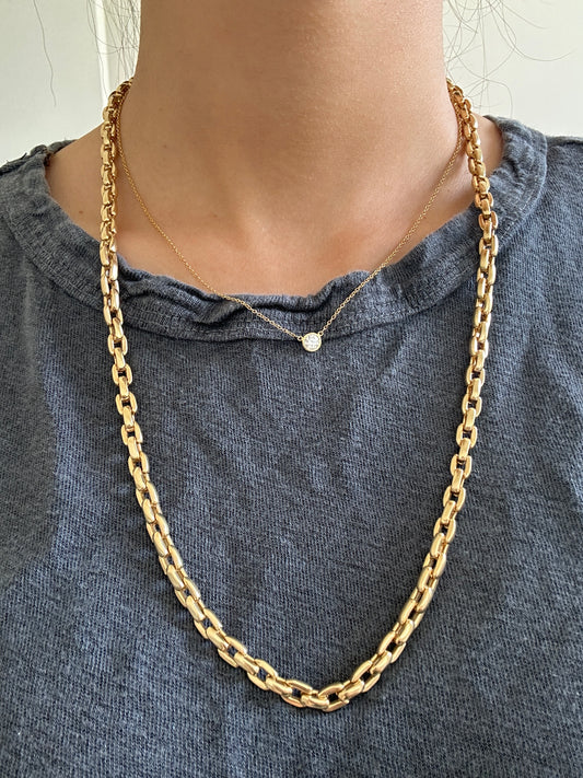 Vintage 14K Gold Elongated Rolo Link Chain