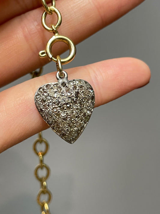 Vintage 18K Gold Silver Diamond Pave Cluster Pendant Charm