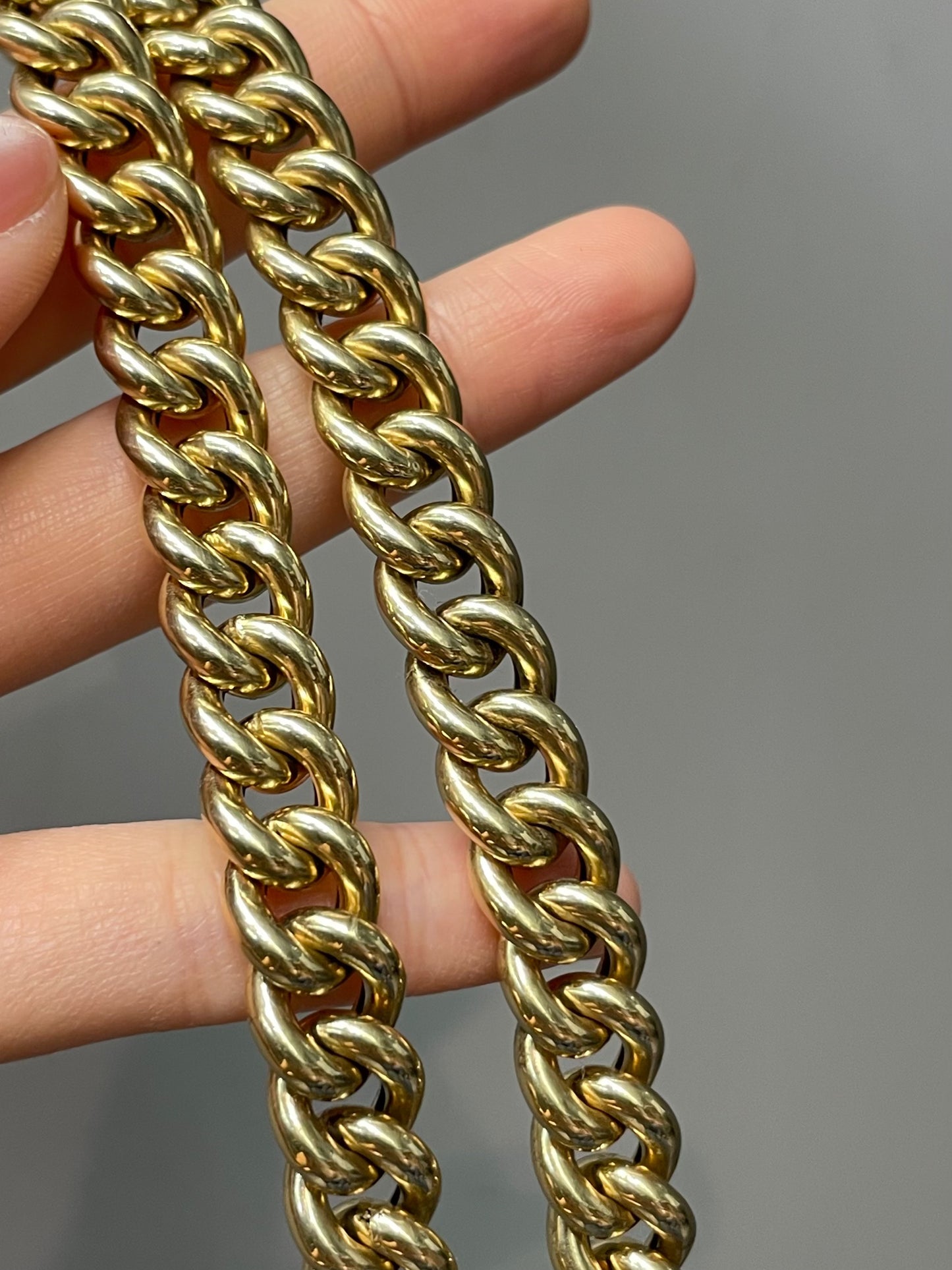Vintage 14K Yellow Gold 10.5 mm Curb Link Chain Necklace 18.5 inch