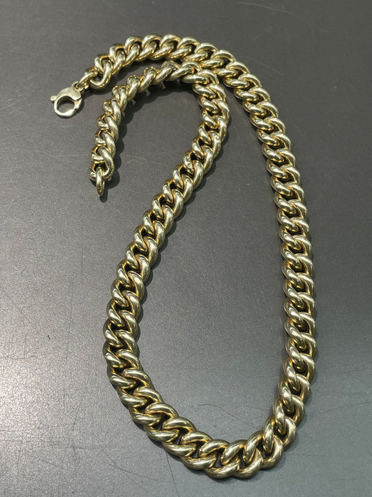 Vintage 14K Yellow Gold 10.5 mm Curb Link Chain Necklace 18.5 inch