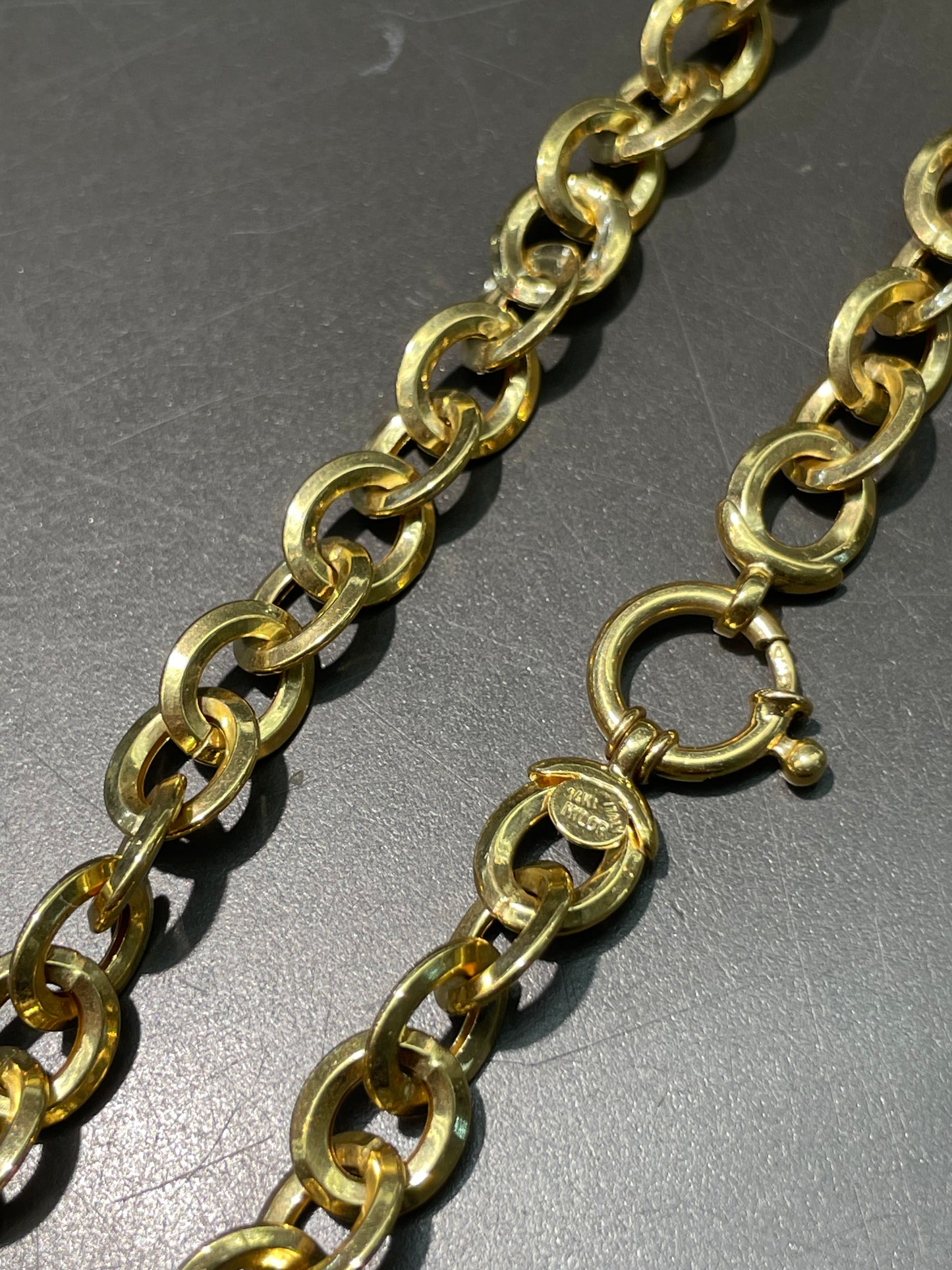 14K Gold Faceted Oval Link Chain Necklace 20.0 inch