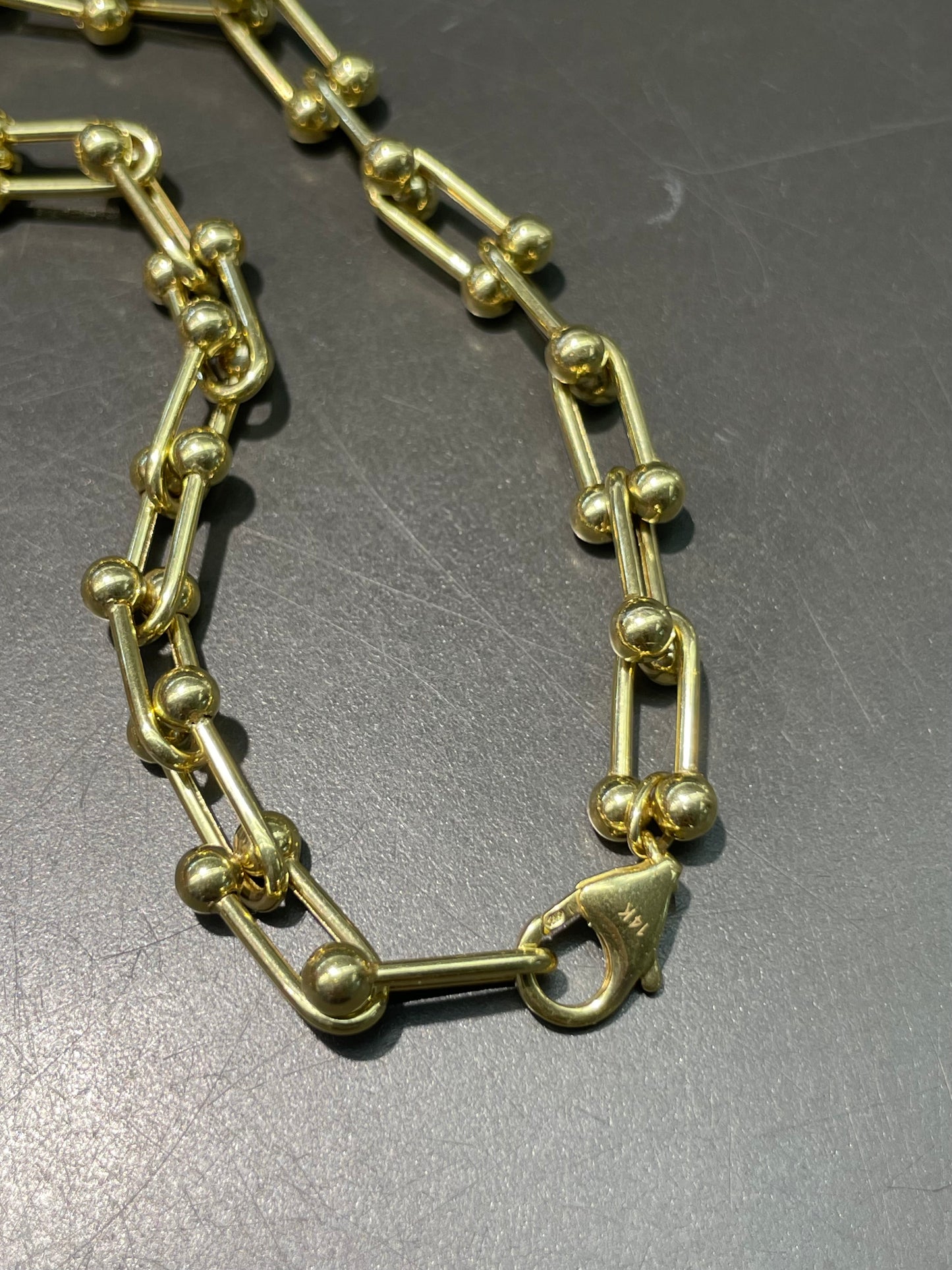 14K Yellow Gold Hardware Chain Link Necklace 20.0 inch