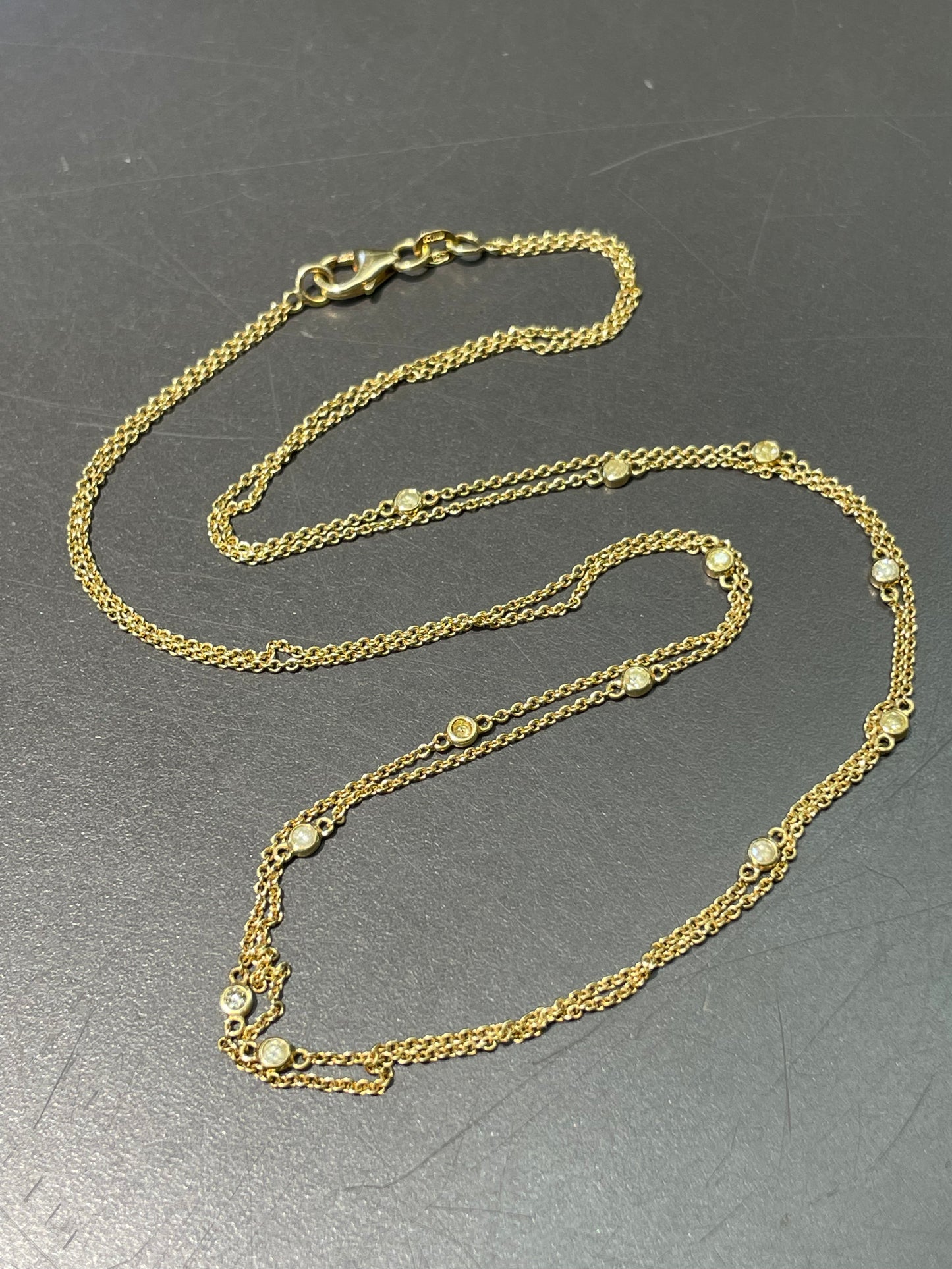 18K Yellow Gold 0.50 CTW Diamond Double Strand Necklace 16.0 inch