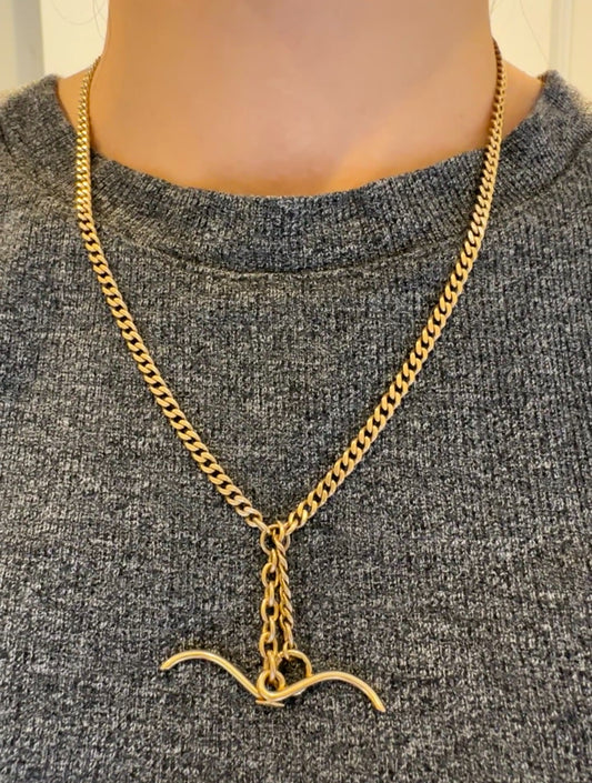 Vintage 14K Yellow Gold 4.0 mm Albert Watch Chain Necklace 23.25 inch