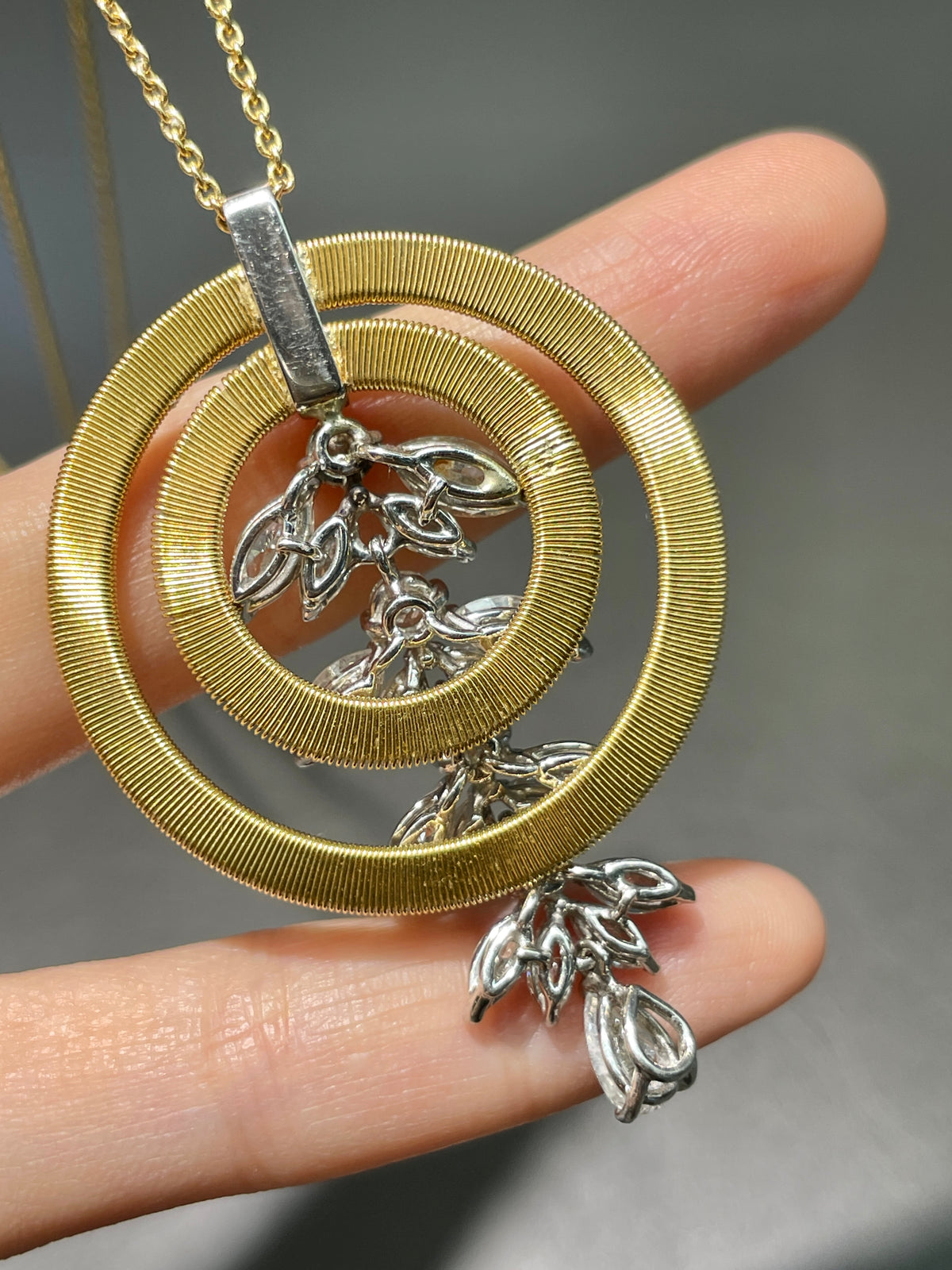 Marco Bicego 18K Gold Masai Circle Wire Diamond Drop Pendant Necklace