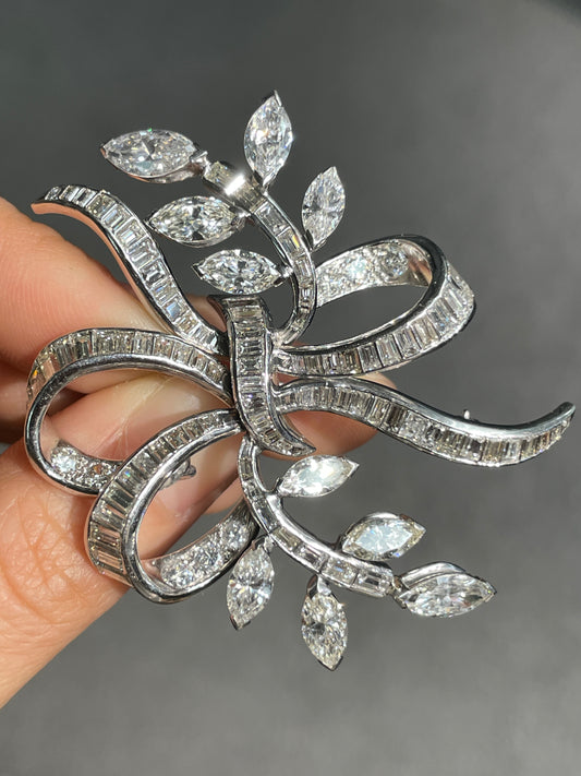 Mid-Century Platinum 9.18 CTW Diamond Spray Pendant Brooch