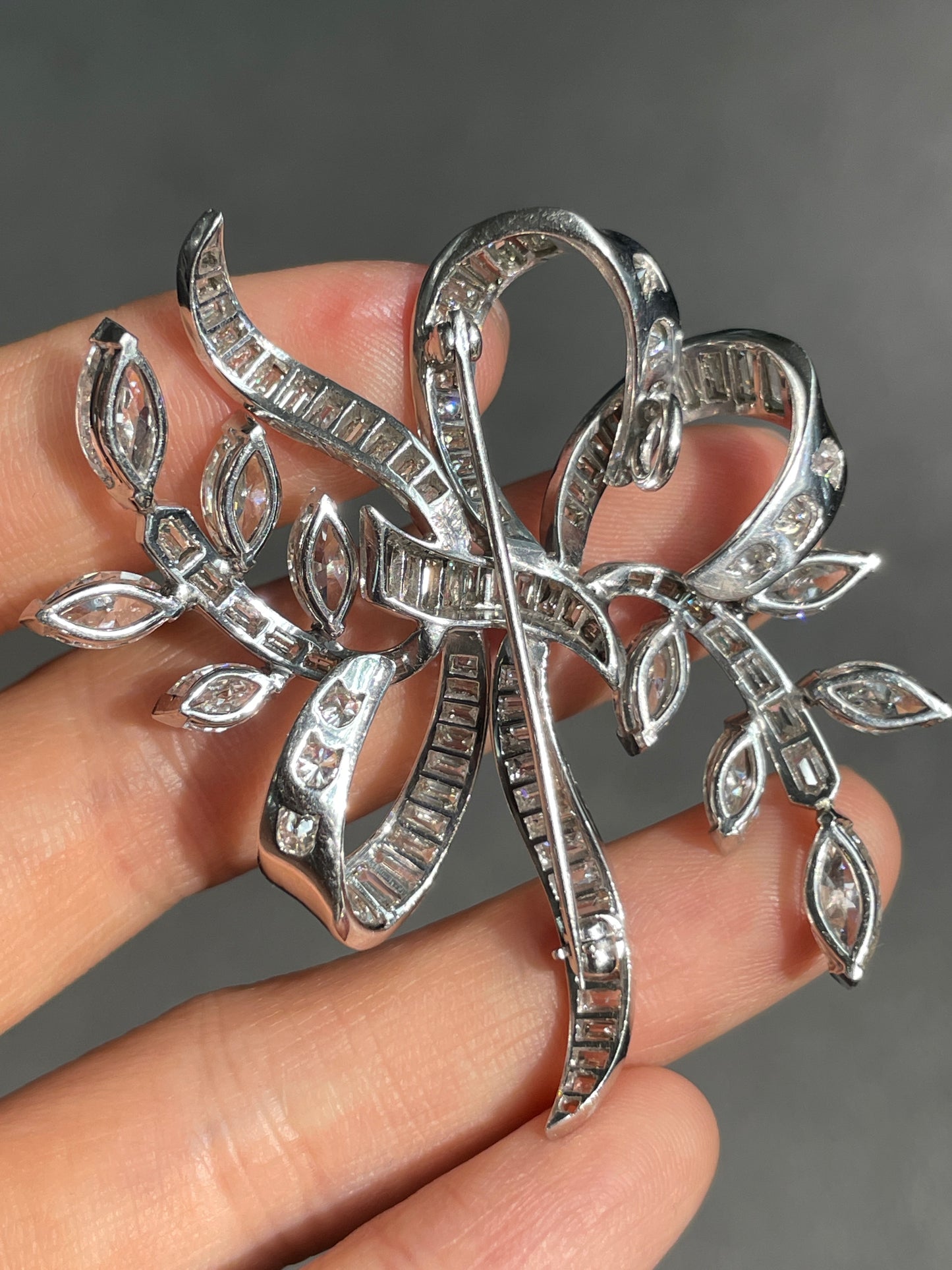 Mid-Century Platinum 9.18 CTW Diamond Spray Pendant Brooch