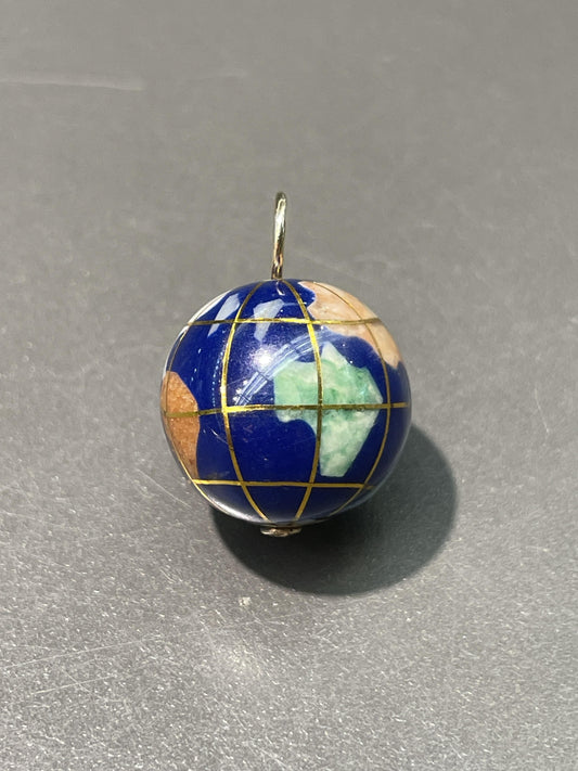 Vintage 14K Gold Hard-Stone Globe Charm