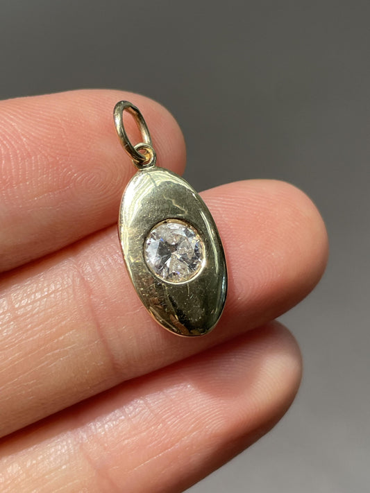 14K Gold 0.50 CTW Diamond Bezel Oval Charm