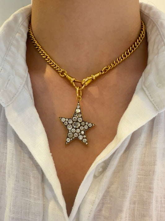 Single Stone 18K Gold Large Kinsley 4.0 CTW Diamond Star Pendant