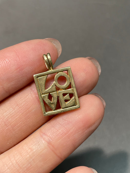 Vintage 14K Yellow Gold LOVE Charm Pendant