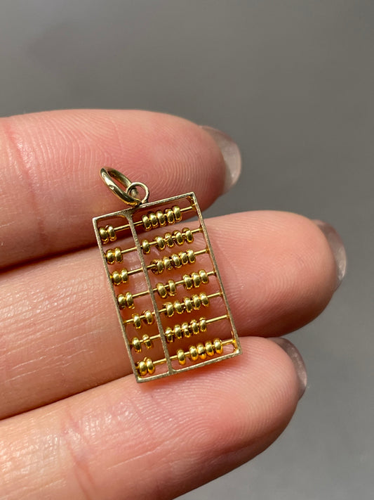 Vintage 14K Yellow Gold Articulating Abacus Charm Pendant