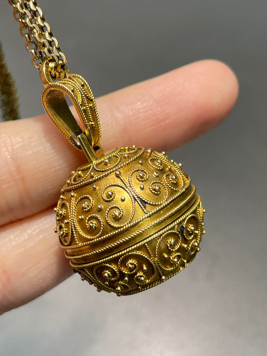 Victorian Etruscan 14K Gold Orb Pocket Watch