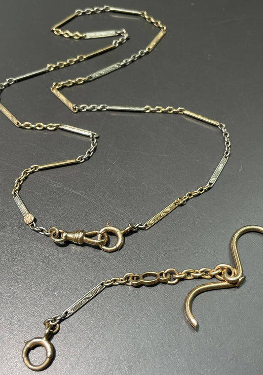 Vintage 14K Gold Two-Tone Albert Watch Chain Necklace