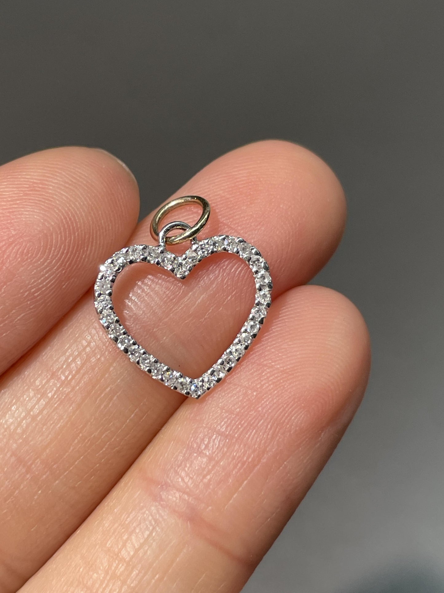 Vintage 14K Gold Diamond Open Heart Charm
