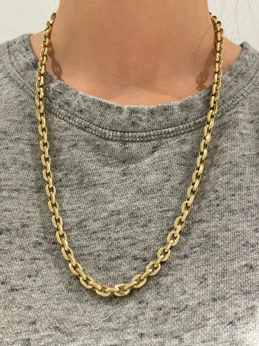 14K Yellow Gold Semi-Solid 6.5 mm Biker Link Chain Necklace 23.0 inch