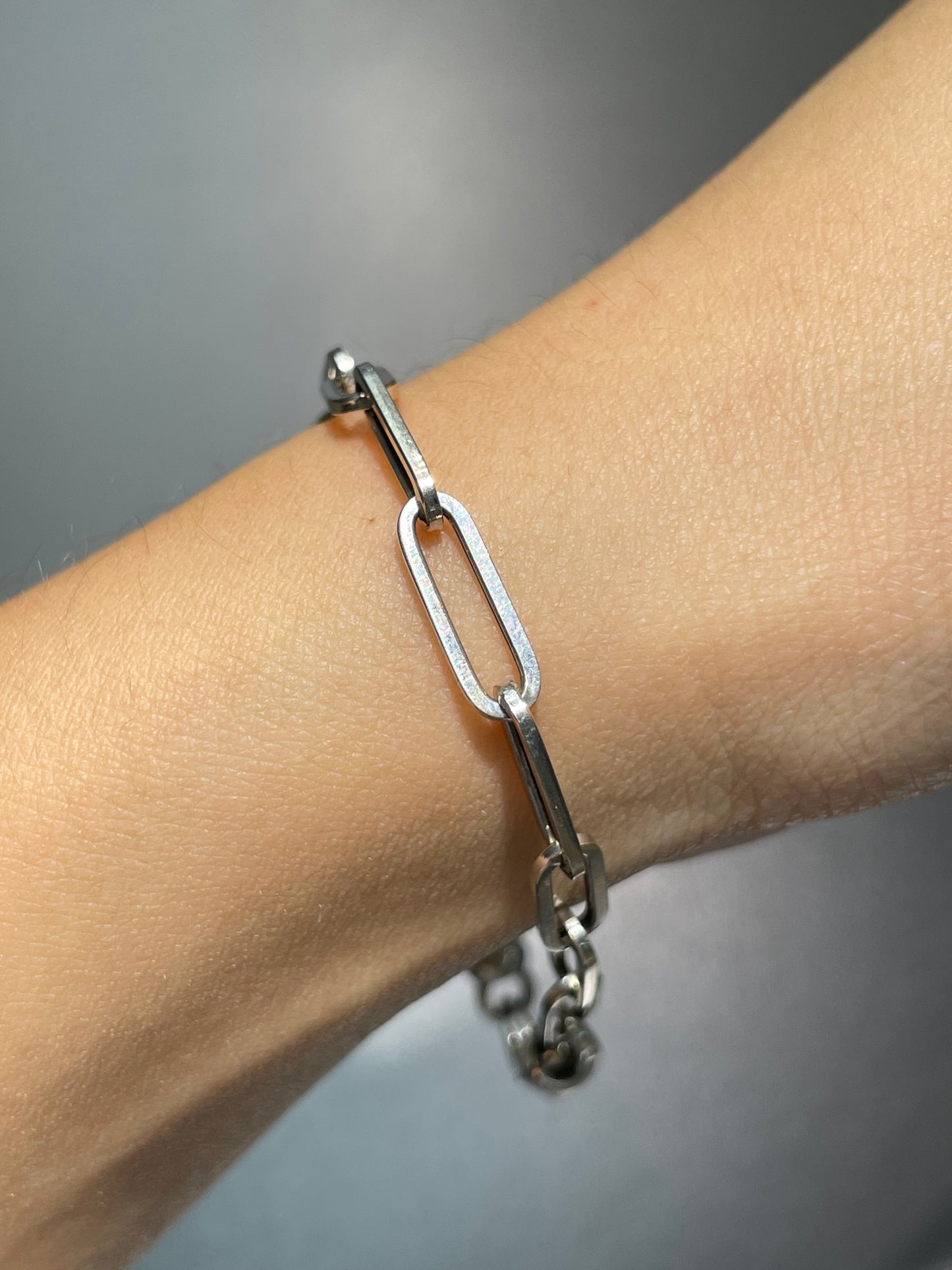 18K Gold Paper Clip Chain Bracelet