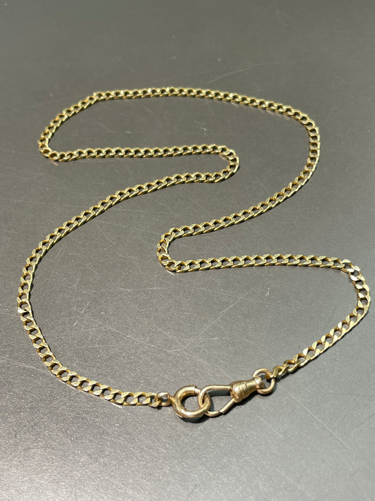 Vintage 14K Gold Curblink Watch Chain Necklace