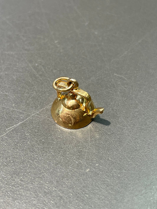 Vintage 18K Yellow Gold Kettle Charm Pendant