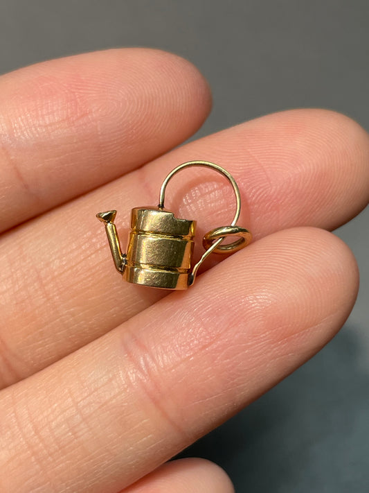 Vintage 18K Yellow Gold Gardening Water Pot Charm Pendant