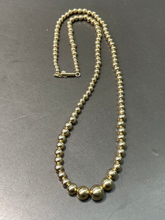 Vintage 14K Gold Graduated Bead Necklace 17.0 inch