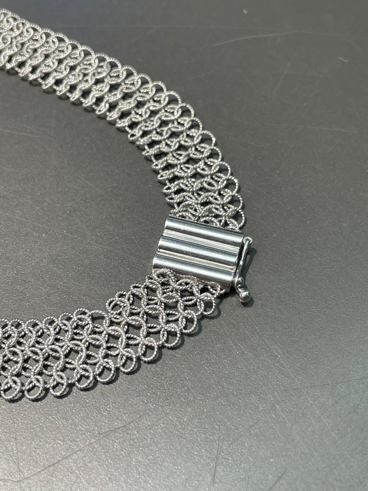 18K White Gold 0.18 CTW Diamond Mesh Collar Statement Necklace