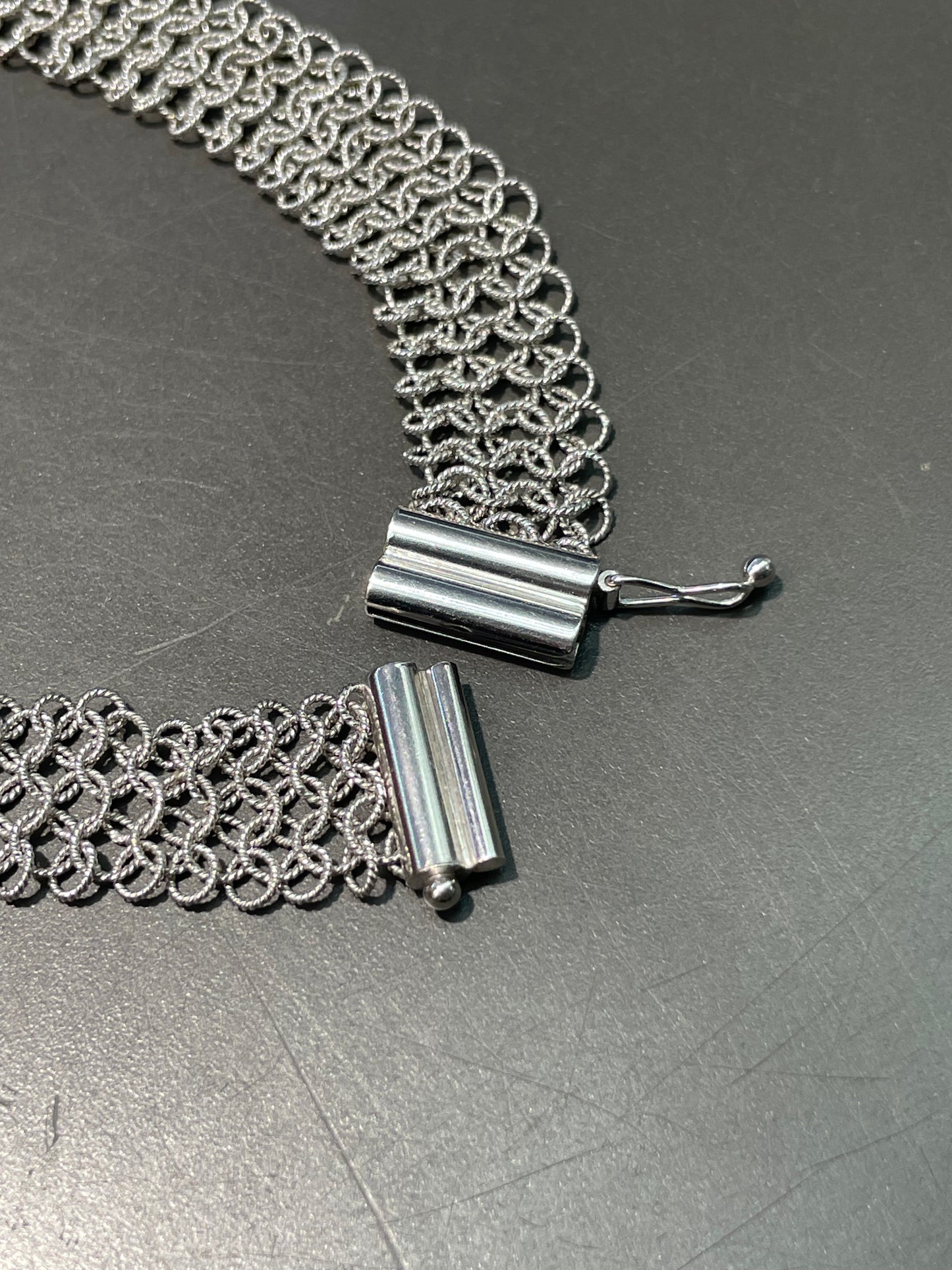 18K White Gold 0.18 CTW Diamond Mesh Collar Statement Necklace