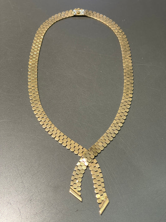 Vintage 18K Yellow Gold Lariat Statement Necklace