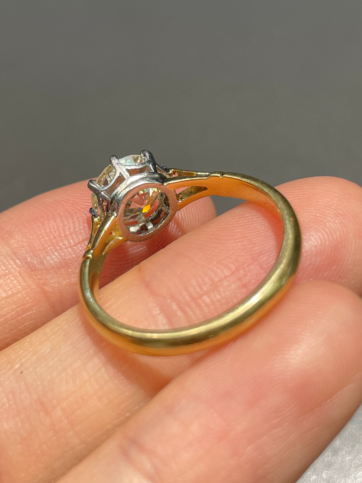 Antique 14K Gold 1.72 CTW Old European Cut Diamond Solitaire Ring