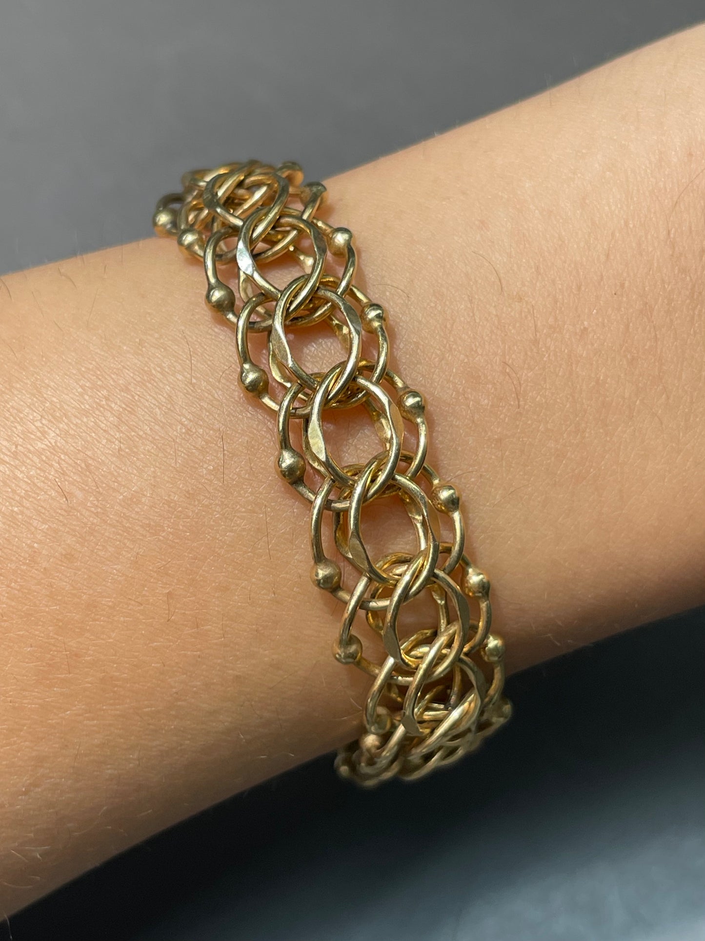 Vintage 14K Yellow Gold Wide Multi-Link Bracelet