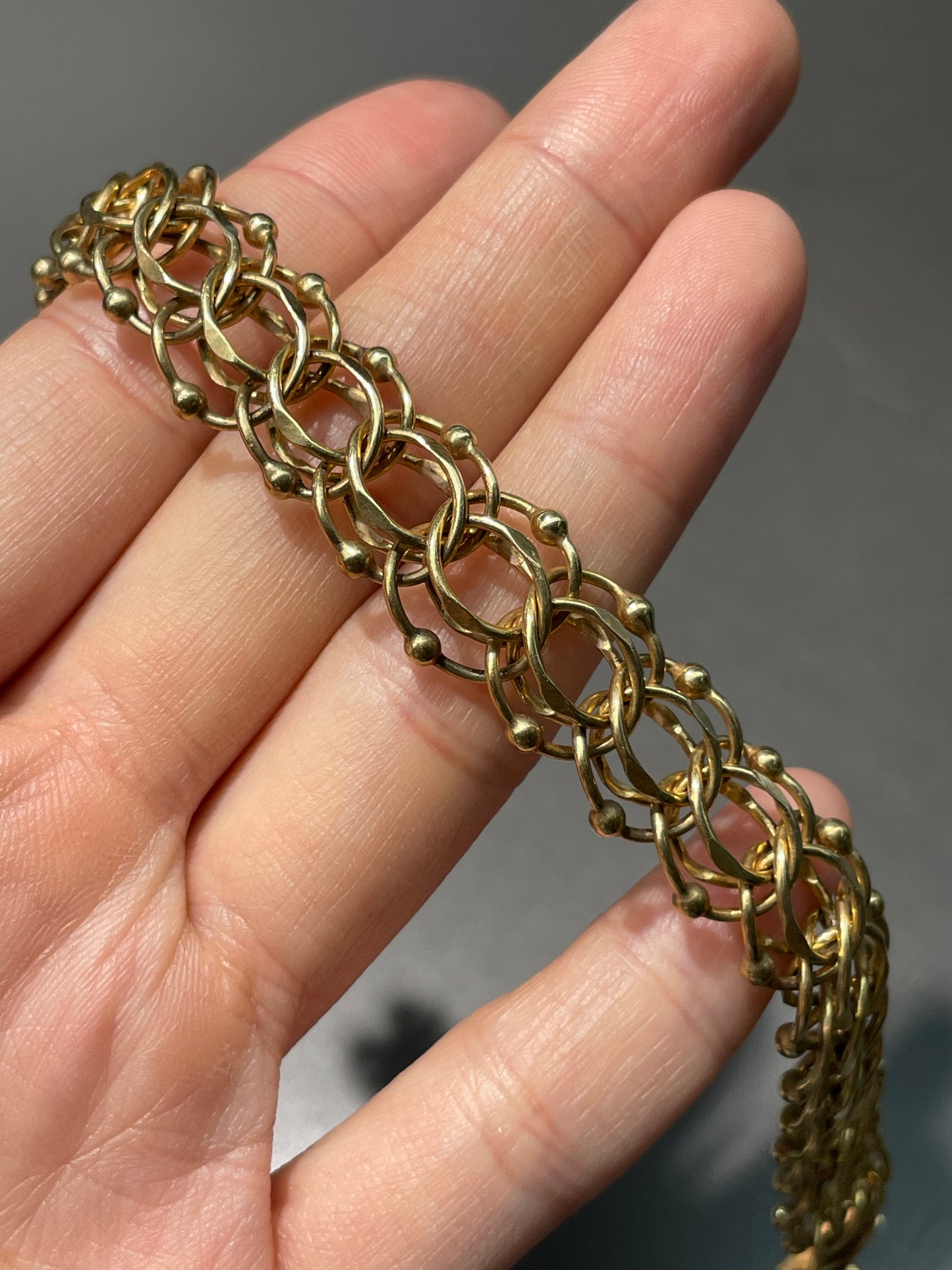 Vintage 14K Yellow Gold Wide Multi-Link Bracelet