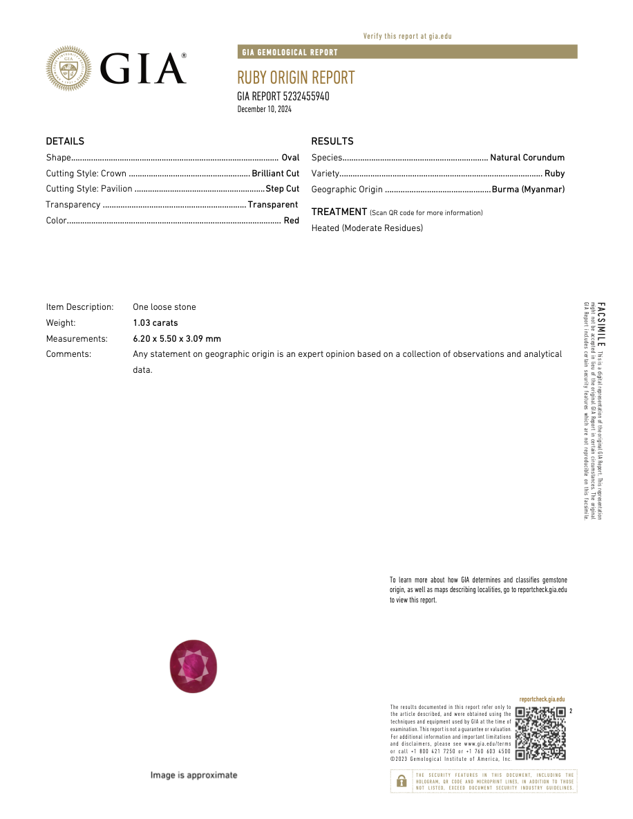 Art Deco 18K Gold Natural Burma Ruby Diamond Earring GIA